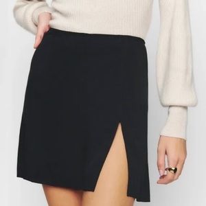 Reformation Margot black mini skirt.